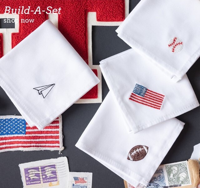 Men's handkerchiefs embroidered to make a set of everyday handkerchiefs.