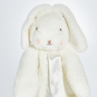 Floppy eared bunny buddy with cream blanket  that can be personalized with a name or monogram for your Little One's Comfort on-the-Go.