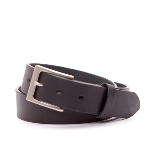 Handmade Leather Belt - Black/Nickel Hardware 
