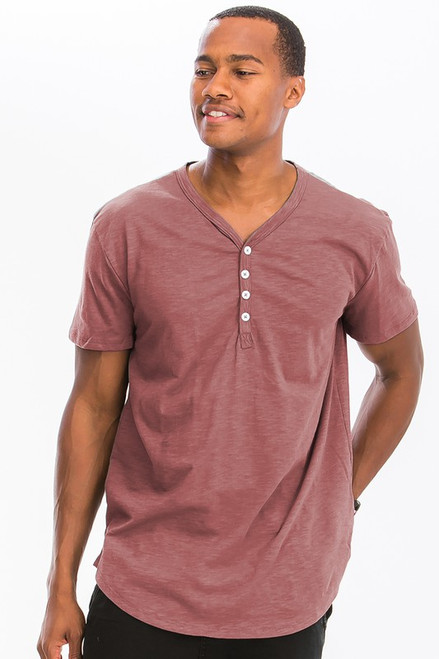 Henley Button Closure Shirt - Rose Henley Button Closure Shirt - Rose