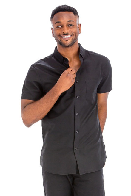 Solid Short Sleeve Button Down - Black Solid Short Sleeve Button Down - Black