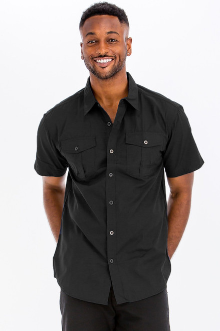 Double Pocket Button Down - Black Double Pocket Button Down - Black