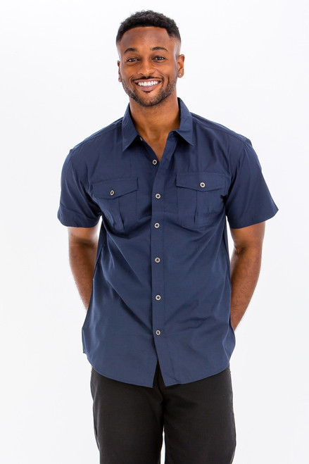 Double Pocket Button Down - Navy Double Pocket Button Down - Navy