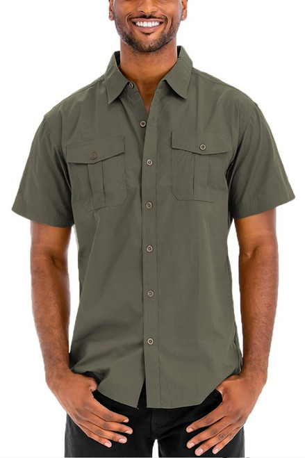Double Pocket Button Down - Olive Double Pocket Button Down - Olive