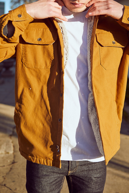 Canvas Sherpa Lined Jacket-Tan