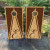 Custom rustic monogram wedding cornhole boards featuring a woodgrain background, geometric design, and personalized initial. Perfect for weddings, anniversaries, and outdoor receptions.