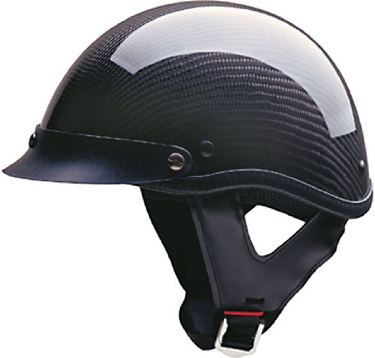 Half Motorcycle Helmet German Style Leather With Checker Stripe 