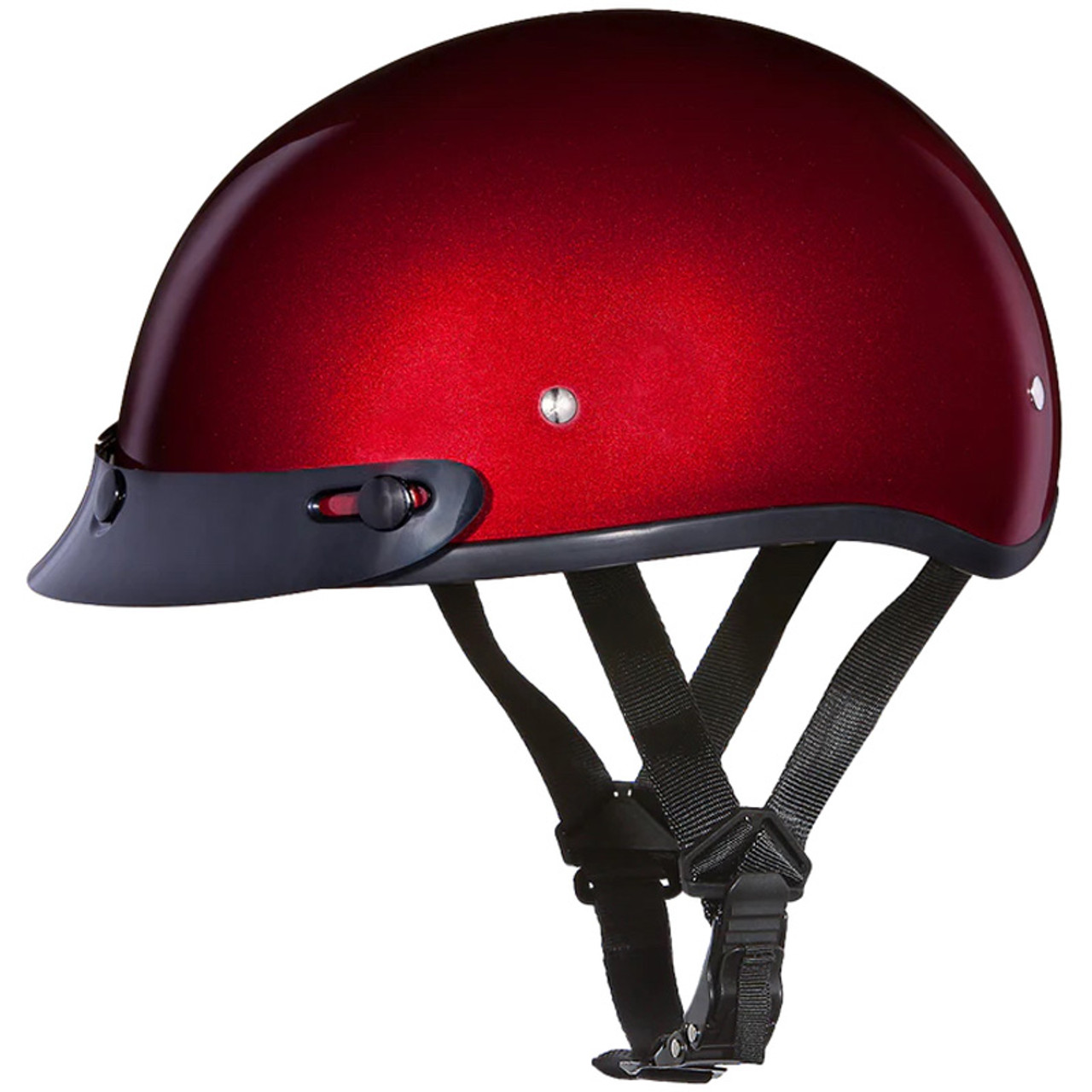 Daytona Skull Cap Slim Line Helmet Black Cherry Metallic