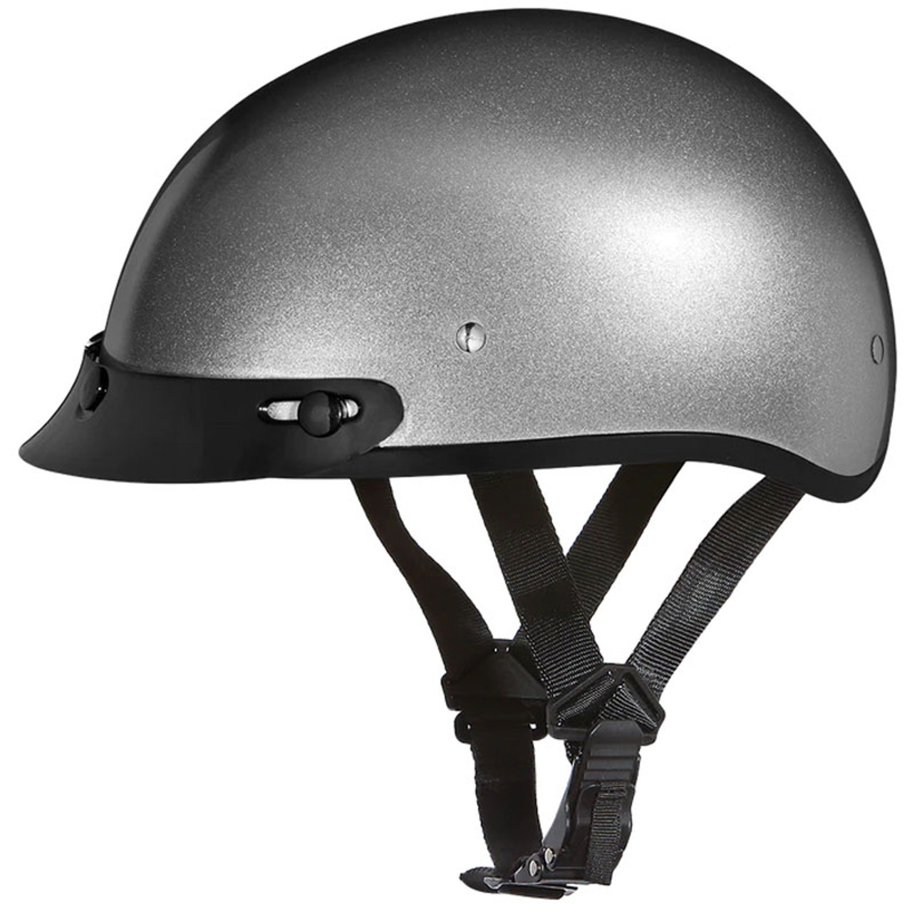 Daytona Skull Cap Slim Line Half Helmet Silver Metallic