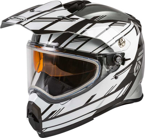 Gmax AT-21S Epic Helmet Dual Shield Silver/White/Black Left Gmax AT-21S Epic Helmet Dual Shield Silver/White/Black Left