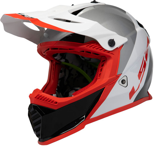 LS2 Gate Launch Youth Helmet White/Red/Black Front Left LS2 Gate Launch Youth Helmet White/Red/Black Front Left
