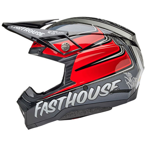 Bell Moto-10 Spherical Fasthouse DITD 25 Helmet Gray/Red Left Bell Moto-10 Spherical Fasthouse DITD 25 Helmet Gray/Red Left