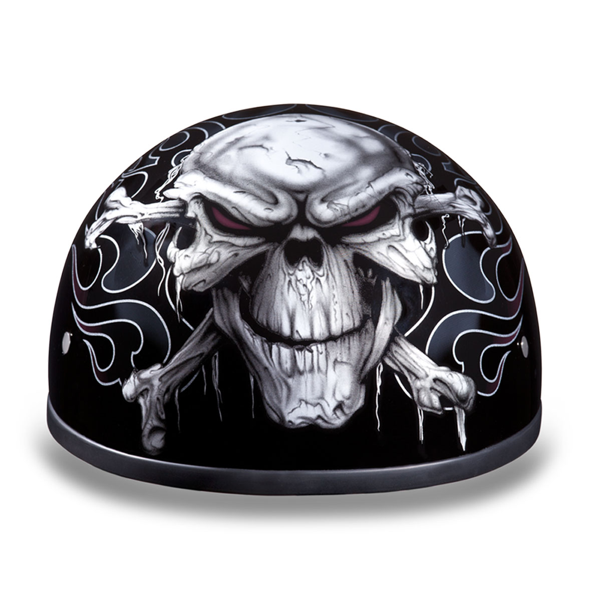 Daytona Skull Cap Half Helmet Cross Bones | XtremeHelmets.com