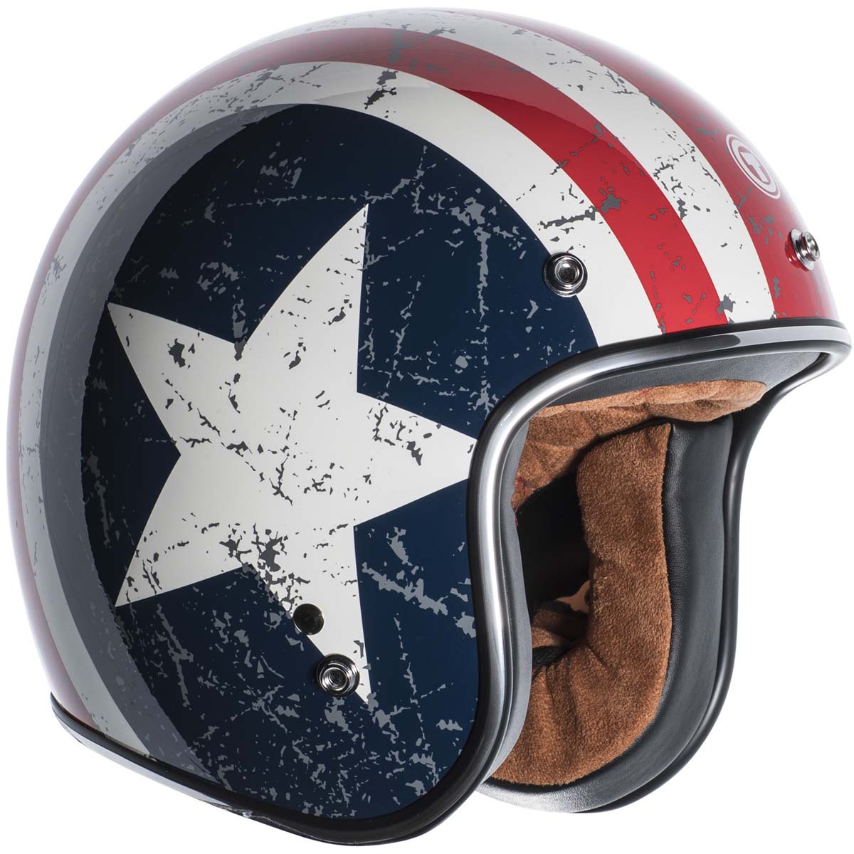 Torc T50 Route 66 Rebel Star Helmet Gloss White