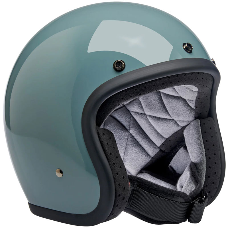 bitwell solid blue motorcycle helmet Tahoe Mesh pockets are included in the ear recess Biltwell Bubble Shield, Blue