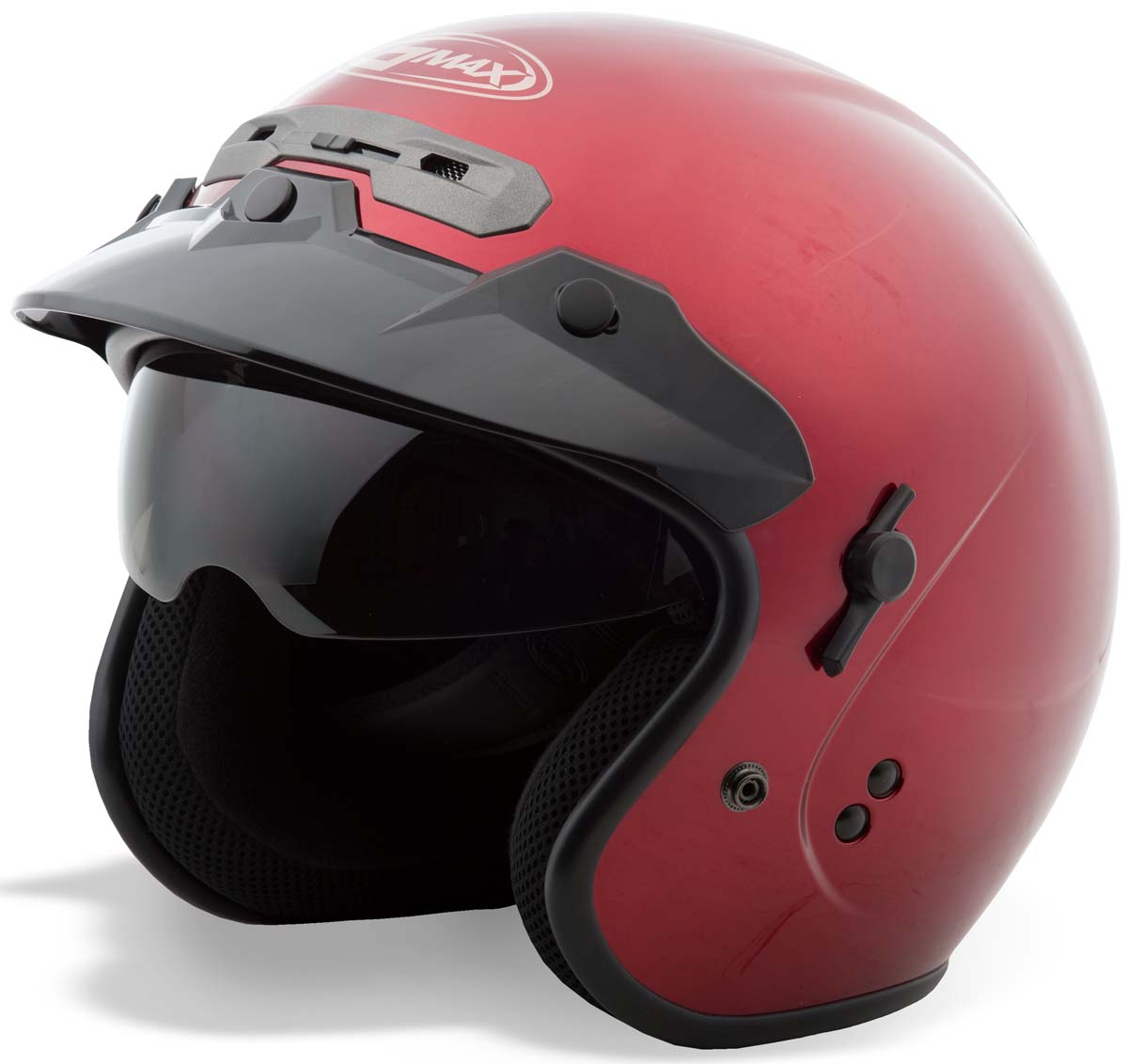 gmax 3 4 motorcycle helmet OF-2 Open-Face (Black, Medium) Tinted sunshield is UV400 rated for 100% UV protection GMAX OF-77 : 3/4 HELMET-GRAY