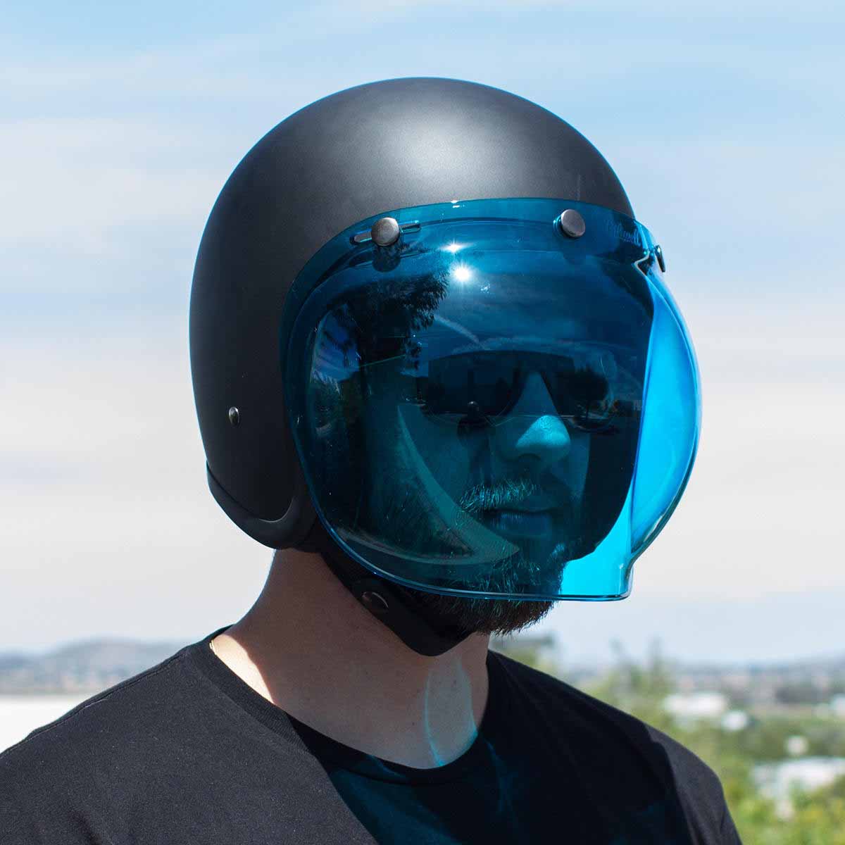 Novelty Helmet Helmet Bonanza Black Biltwell Bubble Shield