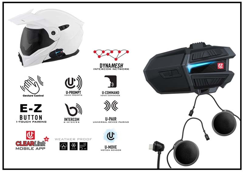 ヘッドホン UCLEAR MOTION6 COMMUNICATOR SINGLE PACK UCLEAR Motion 6 Bluetooth Helmet Audio System - Single Pack