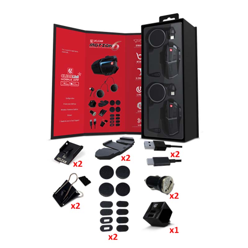 UCLEAR Motion 6 Bluetooth Helmet Audio System - Dual Pack