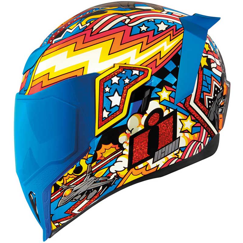Icon Airflite Flyboy Motorcycle Helmet - Red Yellow Blue / 65-66cm | 3XL