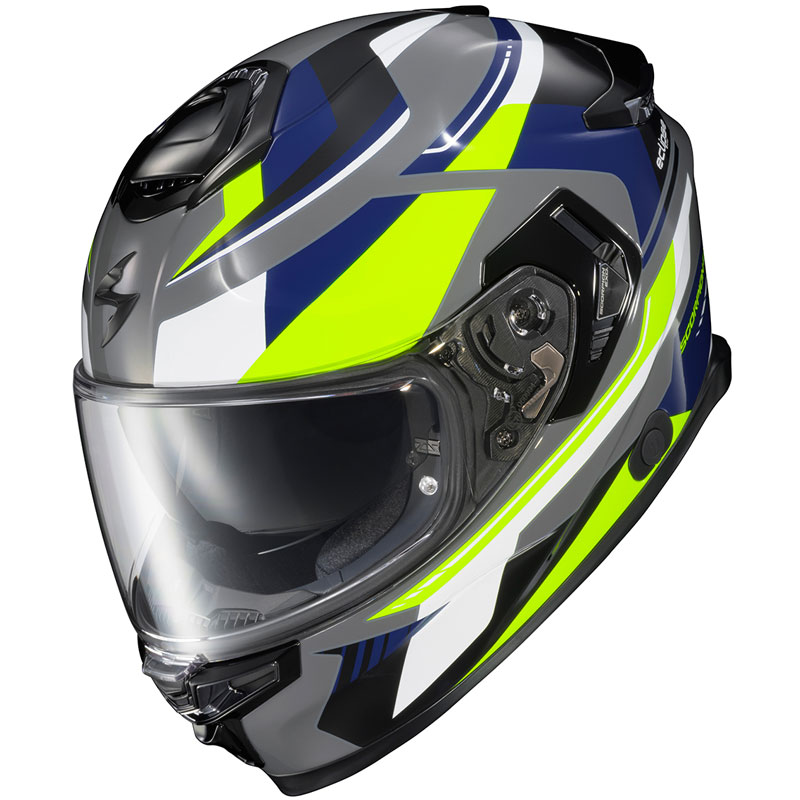 2019 scorpion hi-viz helmets ScorpionEXO T520 Full Face Touring Motorcycle Helmet with Bluetooth Ready Speaker Pockets DOT ECE Approved Zuse (Black/Hi-Viz It features a Lite Force Carbon Matrix Shell Technology Scorpion EXO XT9000 Carbon Full-Face