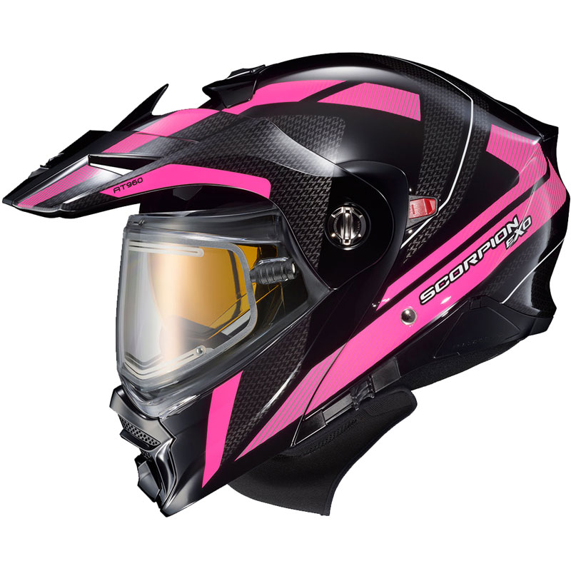 pink and black scorpion at 950 helmet Scorpion EXO EXO-AT960 Cold Weather Electric Helmet Medium Hicks Light Blue
