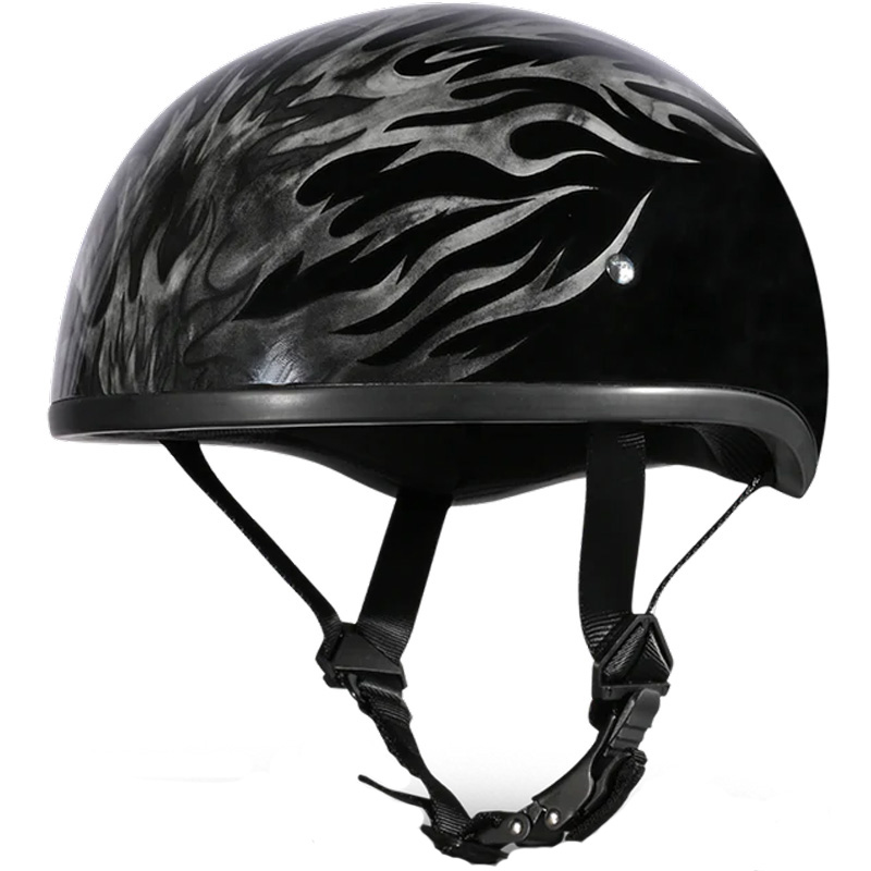 Daytona Motorcycle Half Face Helmet - Skull Cap Graphics - Ignite Grey | DOT Approved 2XL