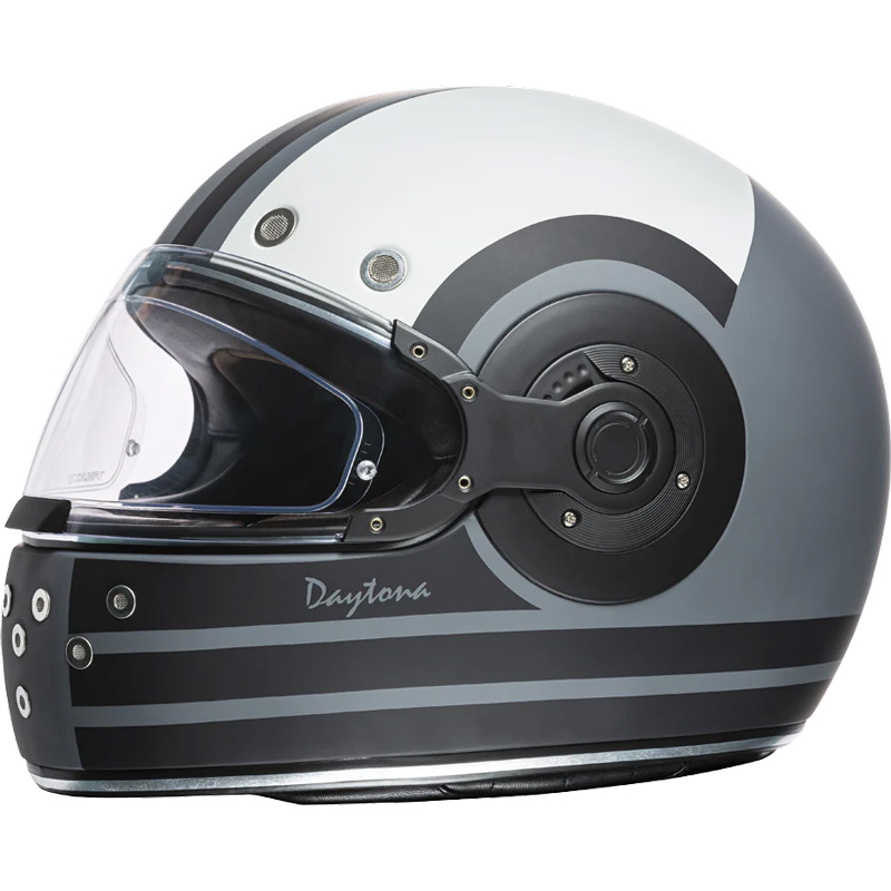 daytona xpv motorcycle helmet Skull Cap Half with Peak Visor, Metallic Silver / L The D.O.T Daytona Viper - Carbon Fiber