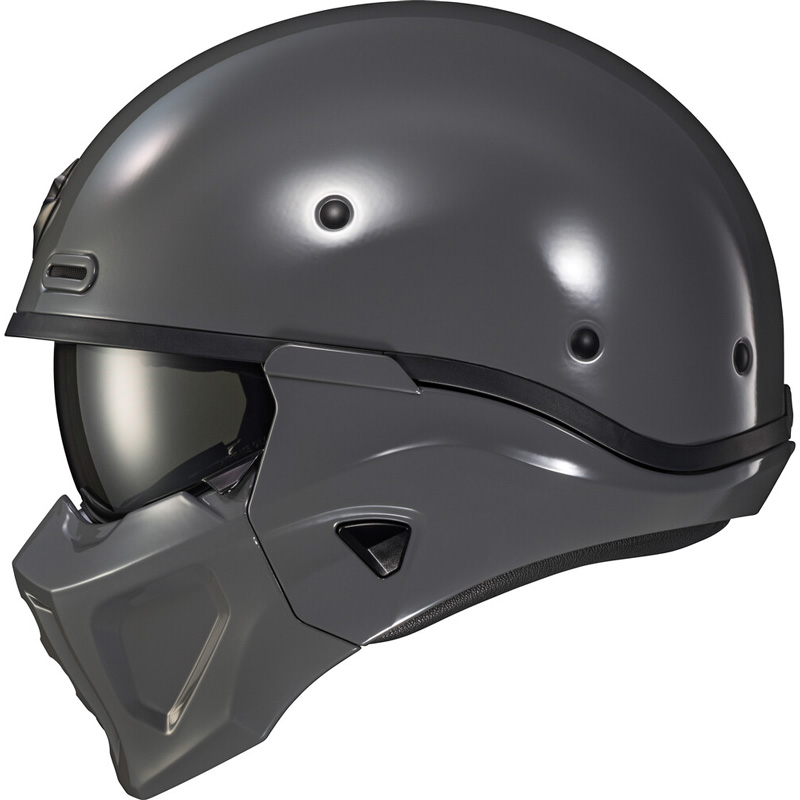 black and gray motorcycle helmet Reise Helden Grey/Black Gloss ReiseMoto Matte Grey Helmets - RevZilla