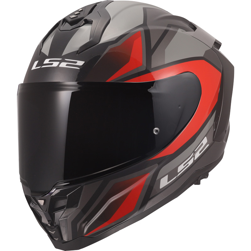 black motorcycle helmet with red face shield Shoei - RF-1400 Fearless ECE R22.06 Certified The HAX Force helmet combines certified protection with aggressive styling PRE-OWNED KBC HELMET DEVIL RED