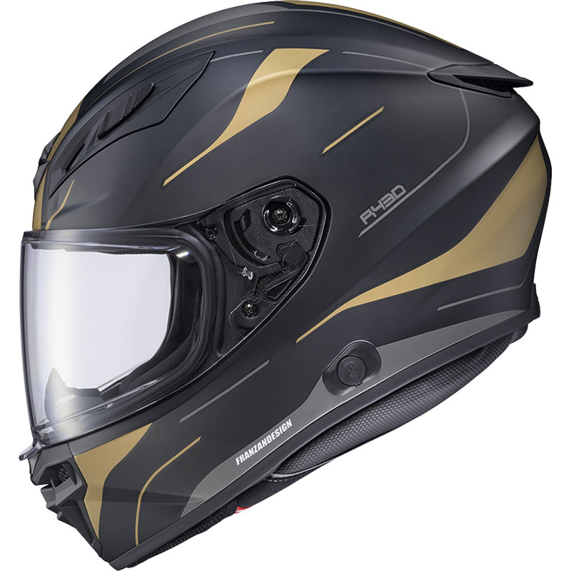 gold black 3 4 motorcycle helmet By City Roadster III Shiny ECE 22.06 HAX Obsidian Full Face Dual
