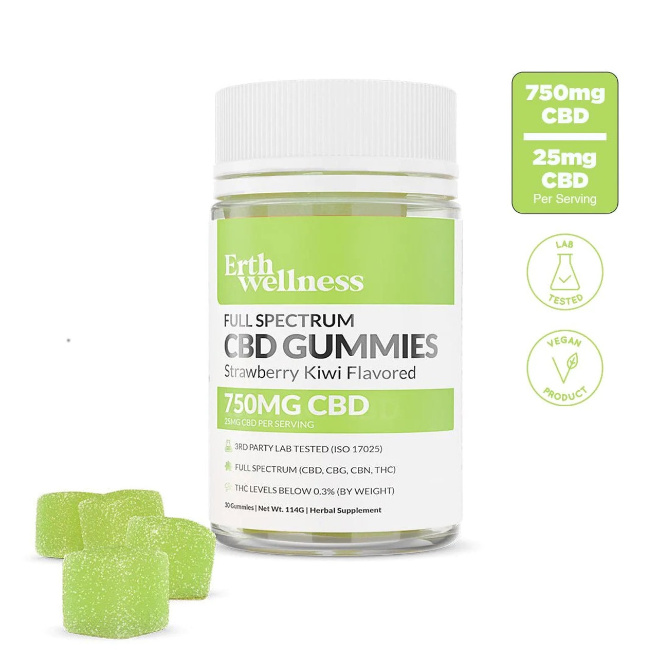 ERTH WELLNESS : Full Spectrum CBD + THC Vegan Gummies | 750MG