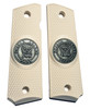 Garrison Grip Premium Ivory Colored Ambi-Cut Polymer Grips for Full Size Colt 1911 A1 or Commanders and Clones (Grips ONLY) with US Navy Platinum Style Medallions.
