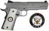 Garrison Grip 1911 Colt A1 Full Size and Clones (Grips Only) with US Navy Colored Medallion Set in Double Diamond White Ivory Colored ABS 