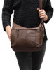 Garrison Grip Brown Crossbody or Shoulder Carry Leather Locking Concealment Purse - CCW Concealed Carry Gun Bag