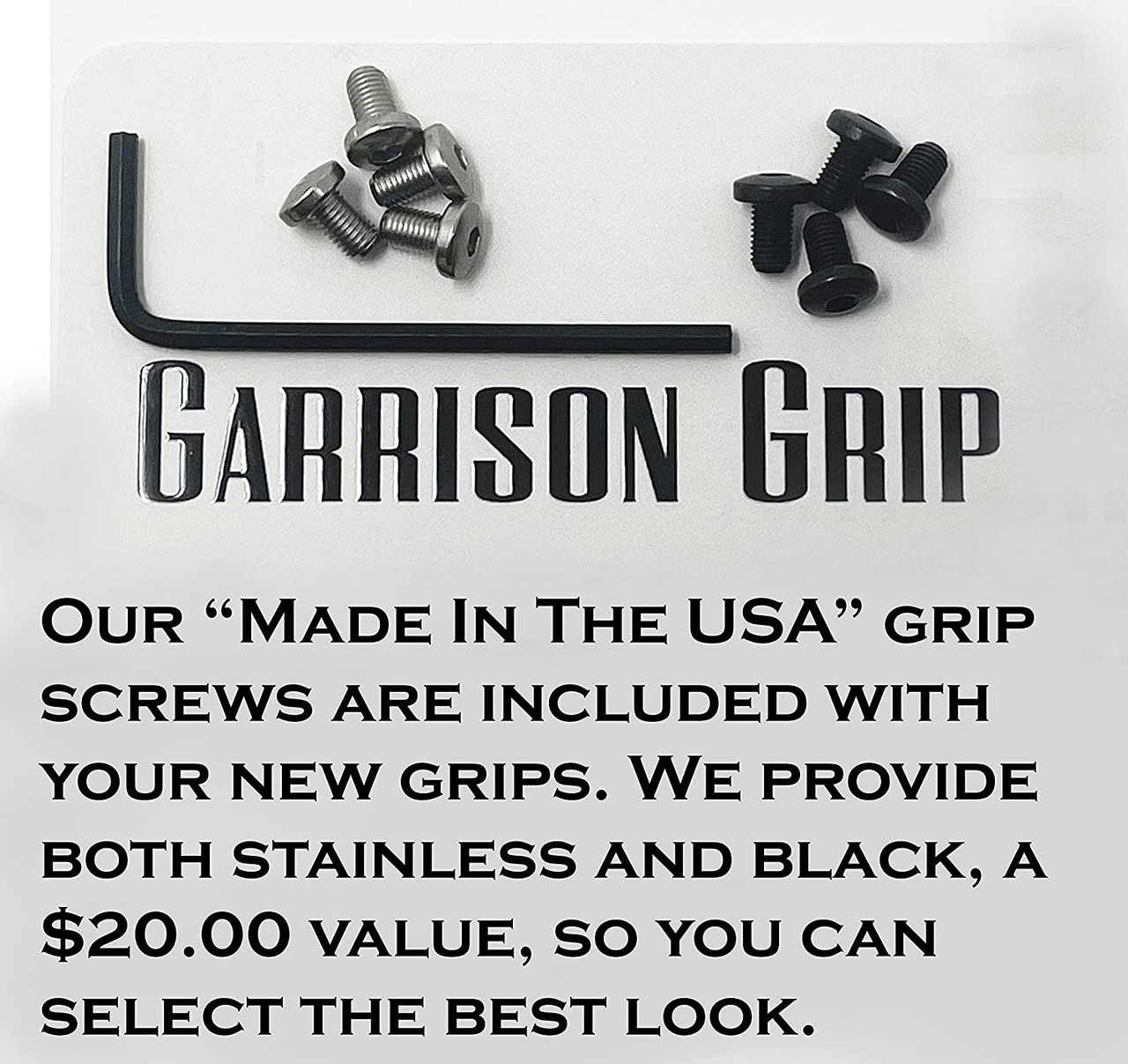 Garrison Grip All New 1911 "USA" Ultimate Ambi Grips Fit Colt A1 & Commander. Also Fits Clones. Tactical Grade Polymer with Micro-Sand Finish for Superior Handling (Grips and Screw Set Only)