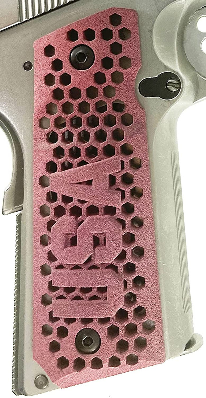 Garrison Grip All New 1911 "USA" Ultimate Ambi Grips Fit Colt A1 & Commander. Also Fits Clones. Tactical Grade Polymer with Micro-Sand Finish for Superior Handling Tactical Pink (Grips and Screw Set Only)