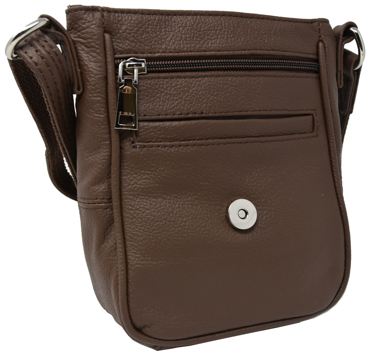 Garrison Grip CCW Attractive Cowhide Brown Leather Compact Concealment Purse With YKK Locking Compartment For Small Frame Semi-Auto 22 Cal 380 And 9mm Firearms