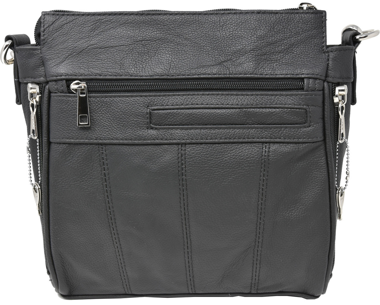 Black Crossbody or Shoulder Carry Leather Locking Concealment Purse  - CCW Concealed Carry Gun Bag