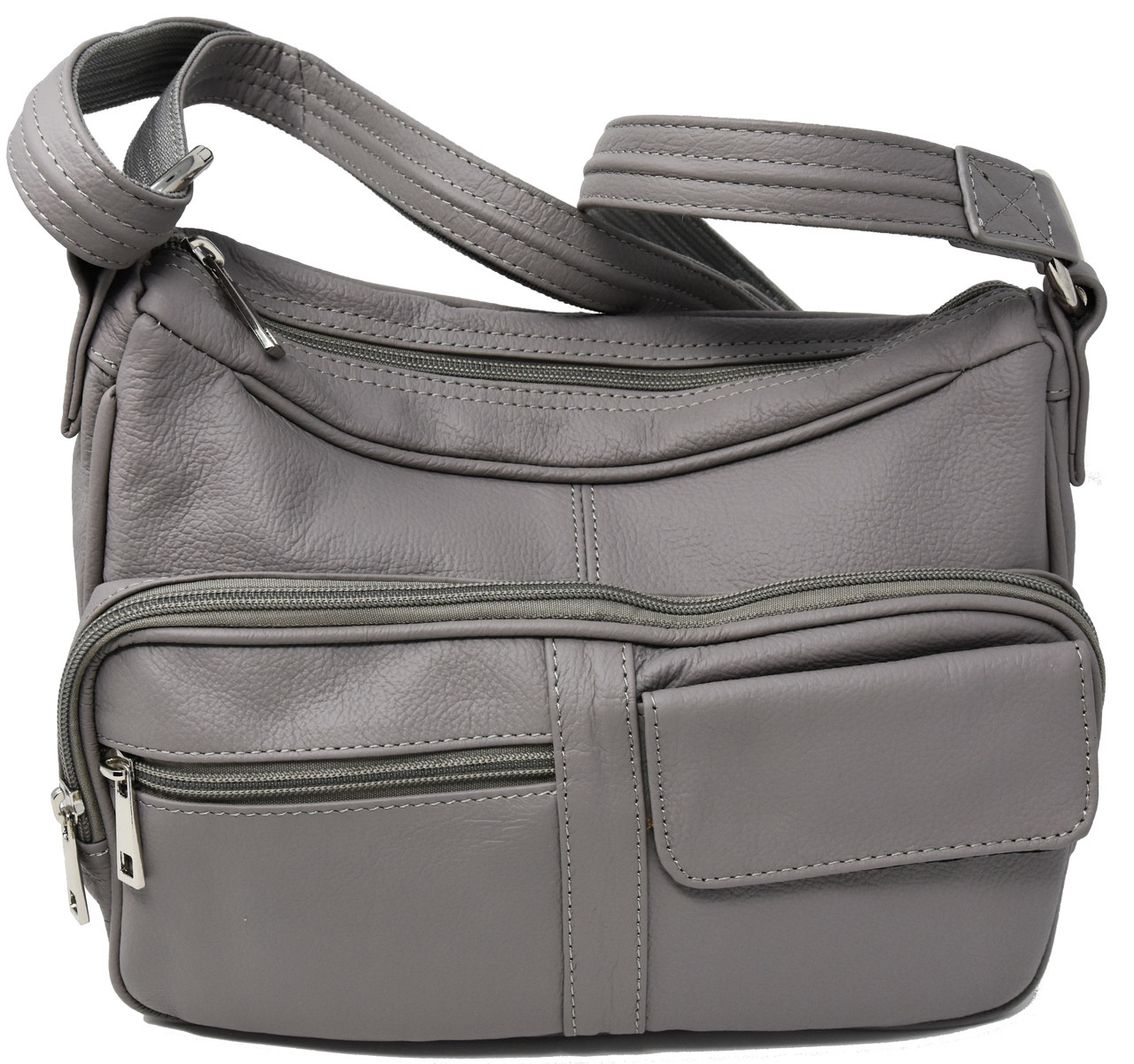 Gray Crossbody or Shoulder Carry Leather Locking Concealment Purse - CCW Concealed Carry Gun Bag