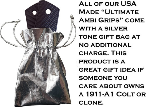 Garrison Grip Premium Ebony Colored Ambi-Cut Polymer Grips for Full Size Colt 1911 A1 or Commanders and Clones (Grips ONLY) with US Navy Platinum Style Medallions.