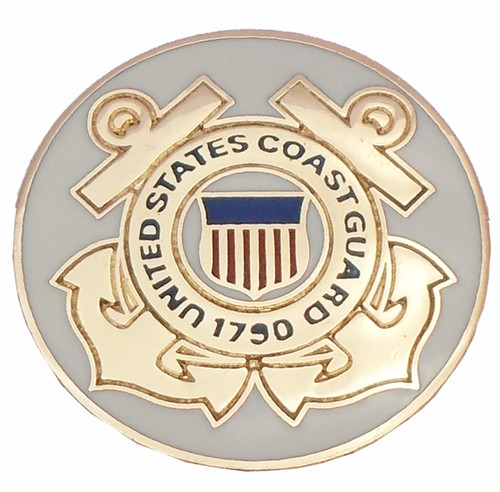 Garrison Grip 1911 Colt A1 Full Size and Clones (Grips Only) with US Coast Guard Colored Medallion Set in Double Diamond White Ivory Colored ABS 