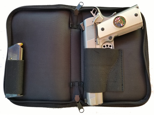 Garrison Grip Practical Tech Faux Leather and Canvas Lockable Bible-Themed Gun Case Ideal for Compact and Subcompact Handguns, Premium Security and Style for GLOCK, Ruger, Smith and Wesson, and More