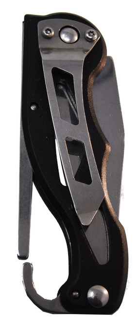 Garrison Grip (CCW) Stainless Steel Tactical Carabiner Pocket Knife (Black)