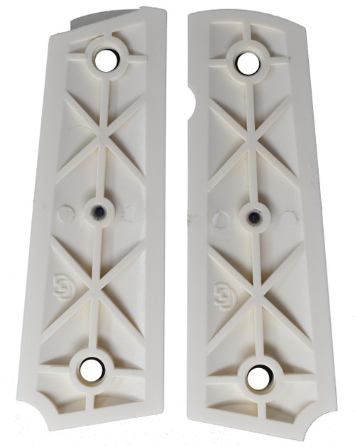 Garrison Grip 1911 Colt Full Size and Clones with US Coast Guard Pewter Medallion Set in High Grade Ivory Colored ABS