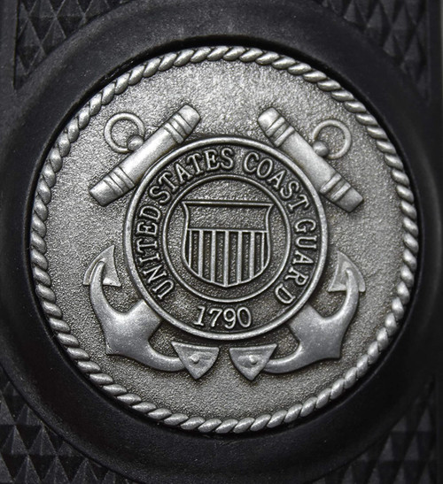 Garrison Grip 1911 Colt A1 Full Size and Clones (Grips Only) with US Coast Guard Pewter Medallion Set in Solid High Grade Ebony Black Colored ABS 