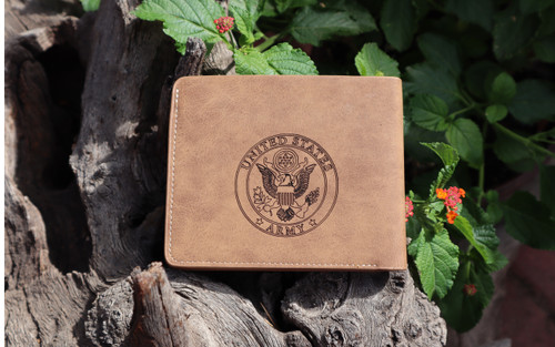 Garrison Grip Custom Engraved Bi-Fold Wallet with Military Logo