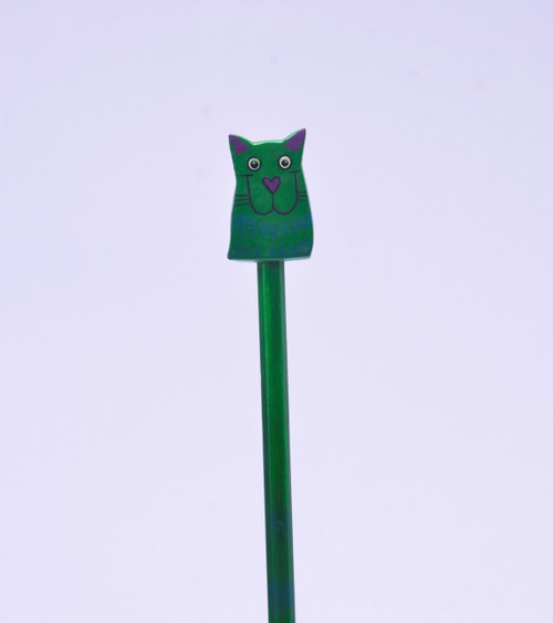 Crazy Green Kitty Hand Made Pencil