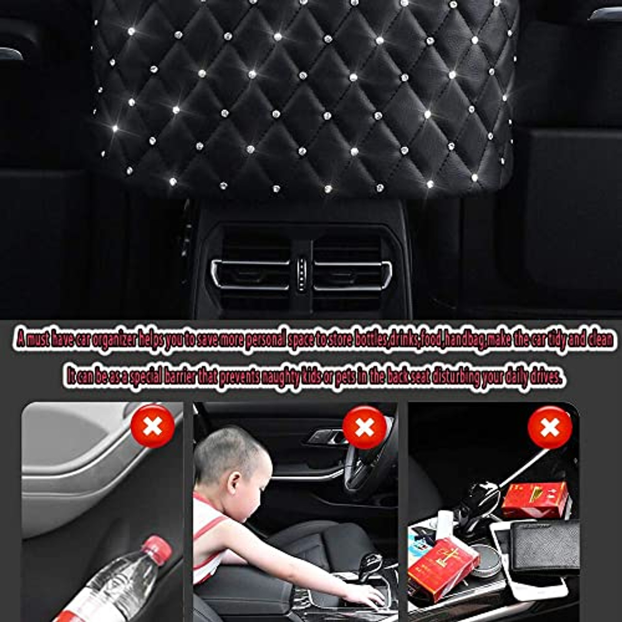 Auto-Handtaschenhalter, Auto-Geldbörsenhalter zwischen den Sitzen,  Diamanten, Leder, Autonetz, Taschen-Handtaschenhalter für Vordersitz,  Barriere des Rücksitzes, Haustier, Kinder, Auto-Organizer und Aufbewahrung  für Geldbörse, Telefon – OceanBargains