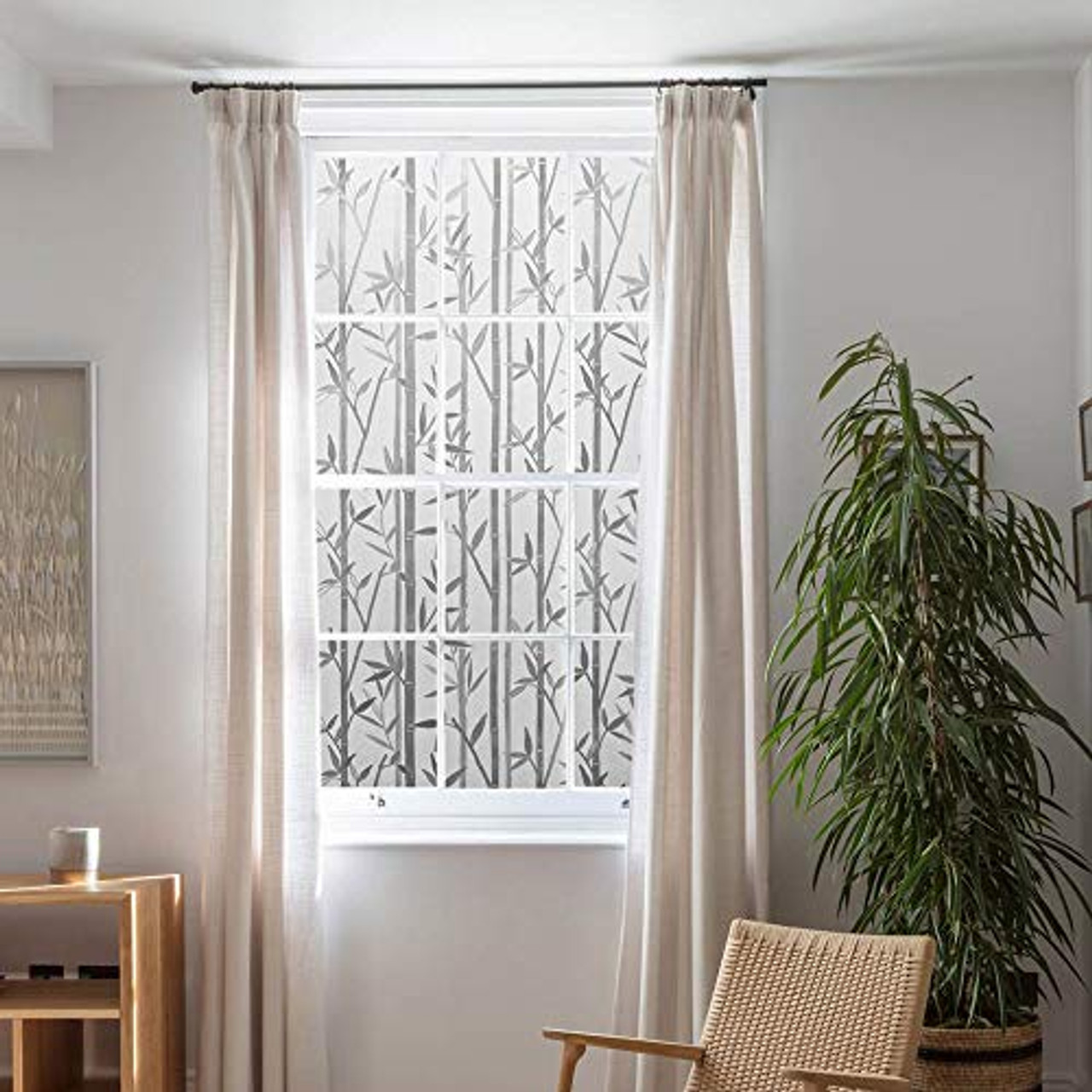 Fenster Verdunkelungsfolie, Anti-Gaze-Fensterfolie,  Bambusmuster-Fensterfolie
